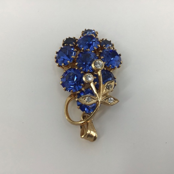 Vintage Blue Rhinestone Grape Pendant - Picture 3 of 8